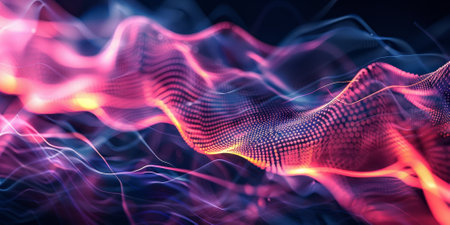 Abstract background image of digital waves made of dots. High quality photoの素材