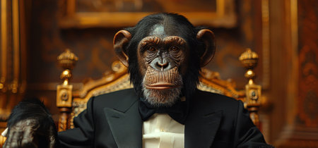 Monkey in a suit close-up on a date. High quality photoの素材