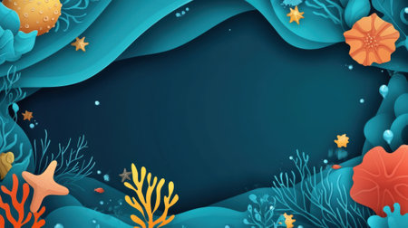 Underwater Themed Background with Colorful Corals and Sea Life. High quality photoの素材