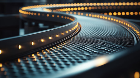 Modern Automated Conveyor Belt System in an Industrial Manufacturing Facility. High quality photoの素材