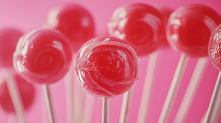 Colorful Swirled Lollipops and Round Hard Candies with Striped Patterns in Assorted Bright Colors. High quality photoの素材