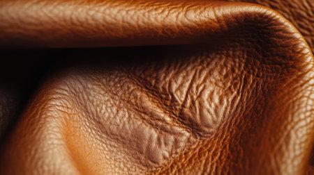 Close Up of Brown Leather Texture with Natural Folds. High quality photoの素材