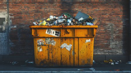 Large Industrial Dumpster Filled with Construction Waste and Garbage. High quality photoの素材