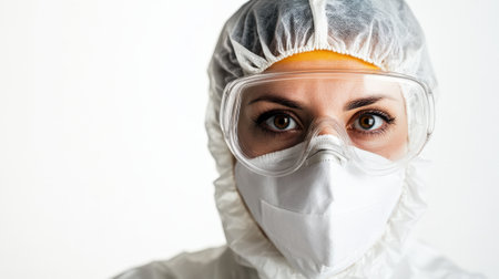Healthcare Worker in Full Protective Gear with Face Mask and Goggles. High quality photoの素材
