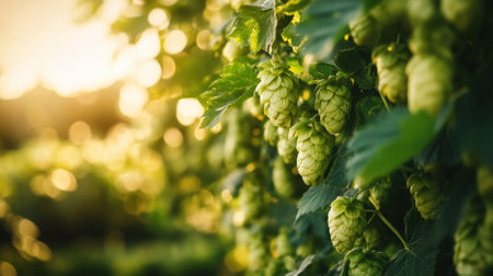 Hop harvest on farm field close-up. High quality photoの素材