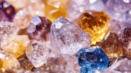 Close-up of uncut diamonds on background with multiple gemstones. High quality photoの素材