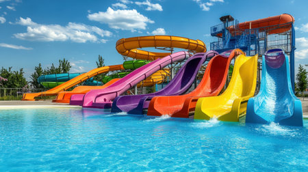 Colorful waterpark in summer close-up. High quality photoの素材