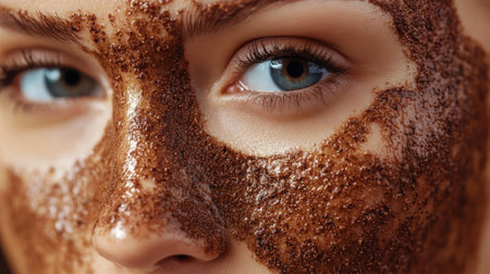 Female skin with coffee massage scrub application. High quality photoの素材