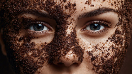 Female skin with coffee massage scrub application. High quality photoの素材
