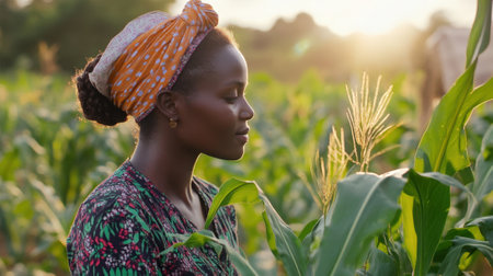 Hardworking ethnic woman farmer working in the field. High quality photoの素材