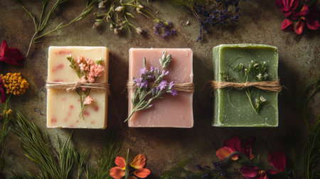 Handmade soap gift set with flowers natural packaging. High quality photoの素材