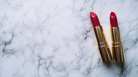 Luxurious lipstick collection on marble surface. High quality photoの素材