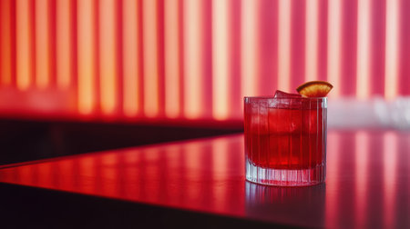 Red cocktail on bar counter with copy space. High quality photoの素材