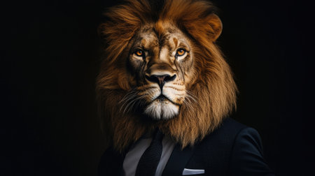 Regal lion in formal business suit. High quality photoの素材