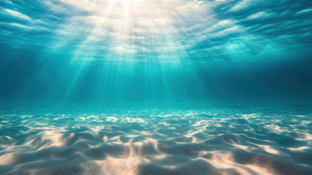 Sunlight piercing tranquil turquoise light underwater. High quality photoの素材