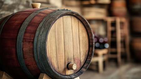 Wine Barrel with Wine Close-up. High quality photoの素材