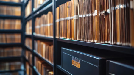 Rows of Neatly Organized Folders in a Document Archive. High quality photoの素材