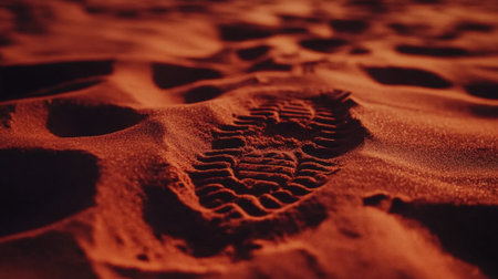 Close-Up of Shoe Prints in the Sand. High quality photoの素材