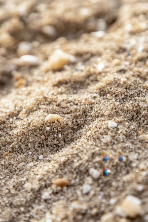 CloseUp of Beach Sand with Sea in the Background. High quality photoの素材
