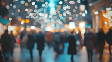 Blurred Crowd on a Busy Shopping Street with Holiday Traffic. High quality photoの素材