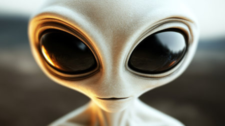 Alien Creature with Large Black Eyes in Close Up. High quality photoの素材