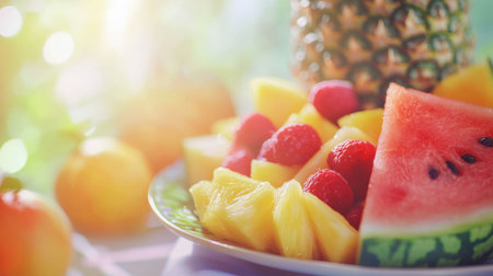 Fresh and colorful assortment of fruits. High quality photoの素材