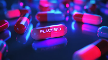 Glowing Placebo Pills Among Other Capsules. High quality photoの素材