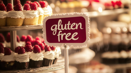 Gluten-Free Sign in a Cake Shop. High quality photoの素材