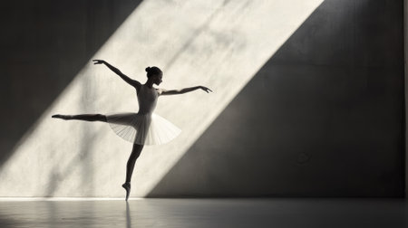 Ballerina dancing against a plain wall. High quality photoの素材