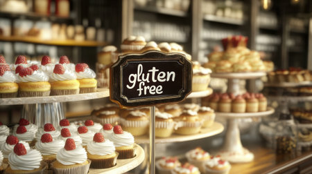 Gluten-Free Sign in a Cake Shop. High quality photoの素材