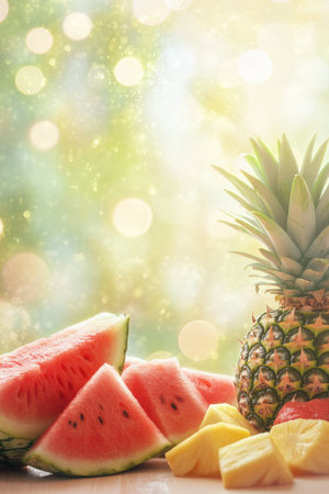 Fresh and colorful assortment of fruits. High quality photoの素材