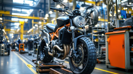 Motorcycle Production in a Factory. High quality photoの素材