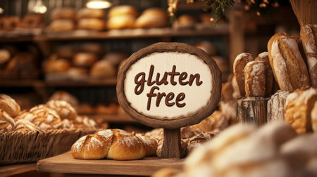Gluten Free Sign on Bread in a Bakery. High quality photoの素材