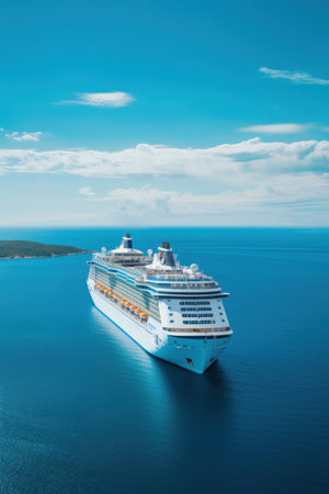 Giant cruise ship departing from port. High quality photoの素材