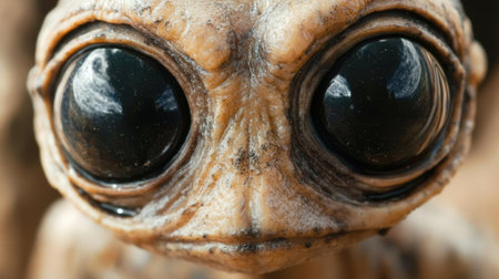 Alien Creature with Large Black Eyes in Close Up. High quality photoの素材