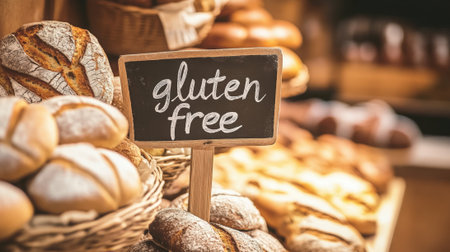 Gluten Free Sign on Bread in a Bakery. High quality photoの素材
