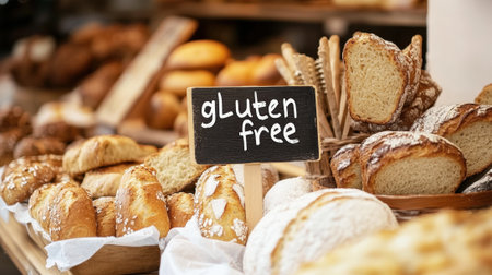 Gluten Free Sign on Bread in a Bakery. High quality photoの素材