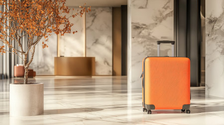 Luggage Against the Background of a Modern Hotel. High quality photoの素材