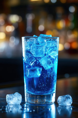 Alcoholic Cocktail with Ice on a Bar Counter. High quality photoの素材