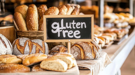 Gluten Free Sign on Bread in a Bakery. High quality photoの素材