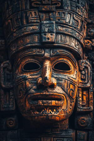 Ancient Mayan Wooden Mask. High quality photoの素材