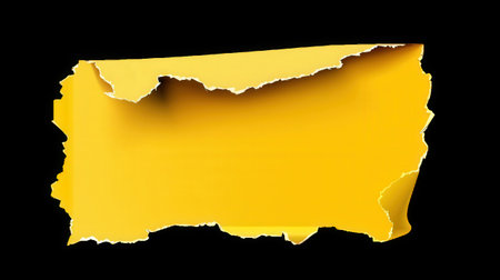 Yellow torn paper in rectangular shape on transparent background. High quality photoの素材
