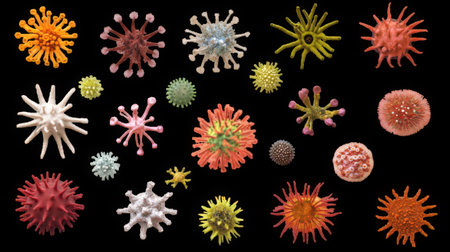 Set of Various Viruses on Transparent Background. High quality photoの素材