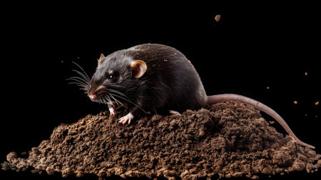 Mole on a Pile of Dirt Transparent Background. High quality photoの素材