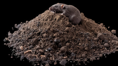 Mole on a Pile of Dirt Transparent Background. High quality photoの素材