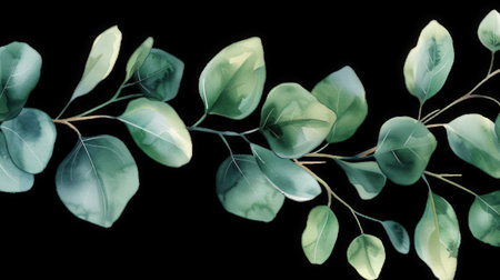 Isolated Green Branch with Leaves on Transparent Background. High quality photoの素材