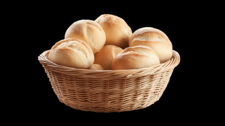 bread in basket isolated on transparent background. High quality photoの素材