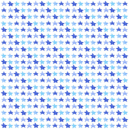 An endless pattern of small blue stars. Watercolor illustration.の写真素材