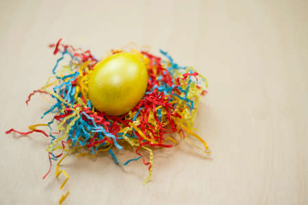 Spring festival when the family gets together to dye eggs in different colors.の写真素材