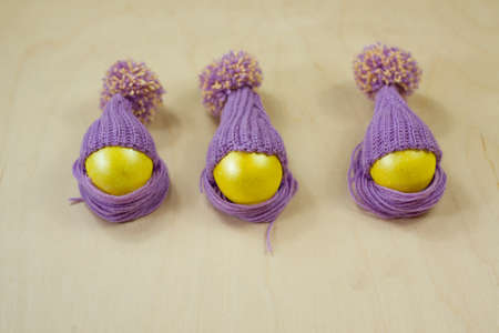 Spring festival when the family gets together to dye eggs in different colors.の写真素材